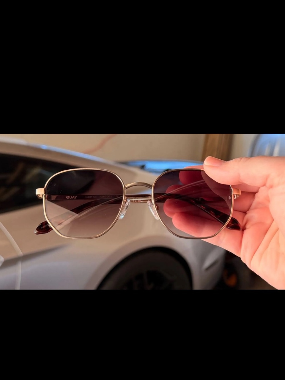 Quay Australia Gold Frame Sunglasses with Brown Gradient Lenses